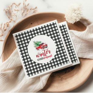 Winter Onederland Red Truck First Birthday Napkin