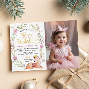Winter Onederland Reindeer Birthday Invitation