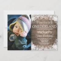 Winter Onederland Rustic 1st Birthday Photo