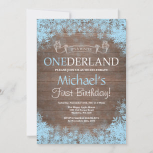Winter Onederland Rustic Boy 1st Birthday Invitation