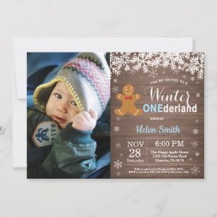 Winter Onederland Rustic Boy 1st Birthday Invitation