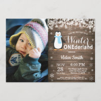Winter Onederland Rustic Penguin Boy 1st Birthday