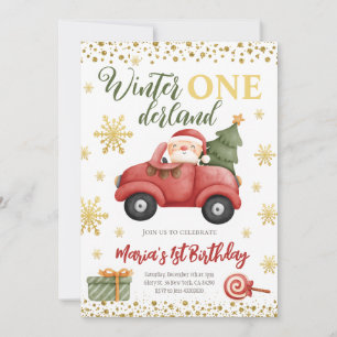 Winter Onederland Santa Birthday Invitation