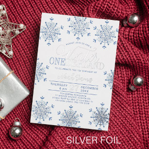Winter Onederland silver blue boy first birthday