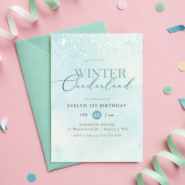 Winter Onederland Silver Glitter Baby 1st Birthday Invitation (Creator Uploaded)