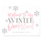 Winter ONEderland Silver Glitter Pink Welcome Sign
