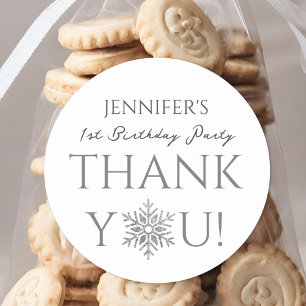 Winter ONEderland Silver Minimalist 1st Birthday Classic Round Sticker