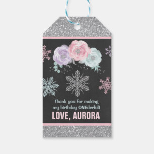 Winter ONEderland Silver Party Favor Thank You Tag