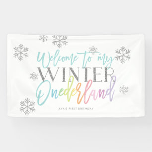 Winter ONEderland Silver Rainbow Welcome Sign