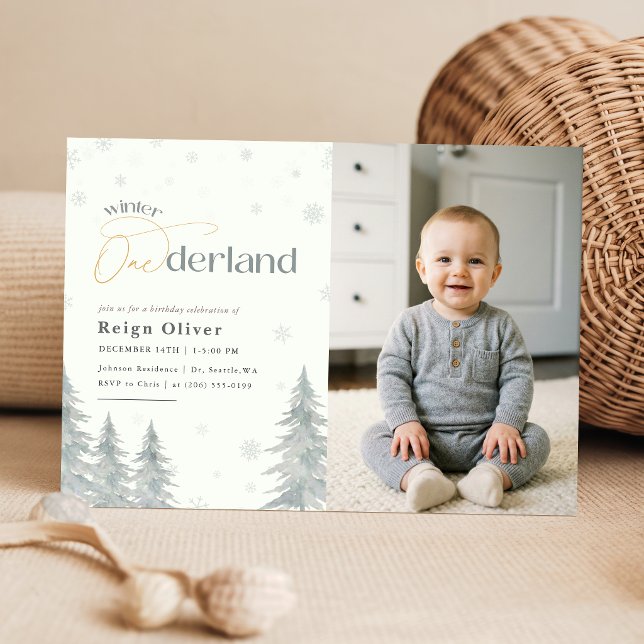 Winter Onederland Silver Snowflake 1st Birthday Invitation (Creator Uploaded)