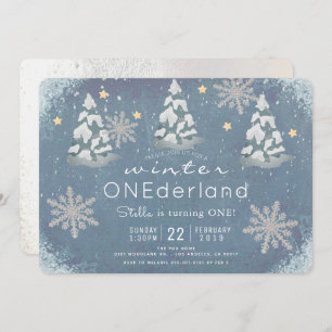 Winter Onederland Silver Snowflake 1st Birthday Invitation