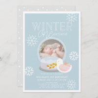 Winter Onederland Snow Globe Blue 1st Birthday