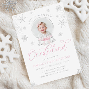 Winter ONEderland Snow Globe First Birthday Invitation