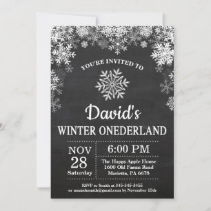 Winter Onederland Snowflake 1st Birthday Invitation