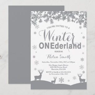 Winter Onederland Snowflake 1st Birthday Invitation