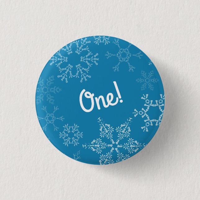 Winter Onederland Snowflake 1st Birthday Party 3 Cm Round Badge (Front)