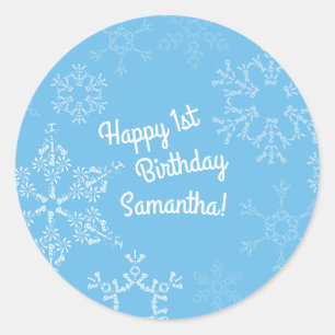 Winter Onederland Snowflake 1st Birthday Party Classic Round Sticker