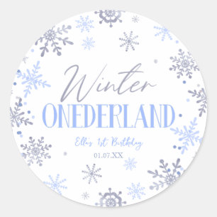 Winter ONEderland Snowflake 1st Birthday Party Classic Round Sticker