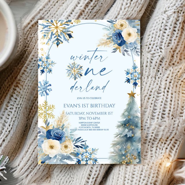 Winter Onederland Snowflake 1st Birthday Party Invitation (Creator Uploaded)