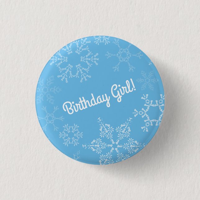 Winter Onederland Snowflake 1st Birthday Party Kid 3 Cm Round Badge (Front)