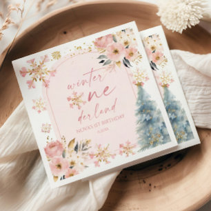 Winter Onederland Snowflake 1st Birthday Party Napkin