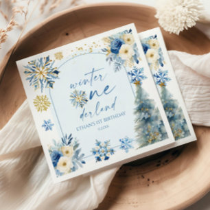 Winter Onederland Snowflake 1st Birthday Party Napkin