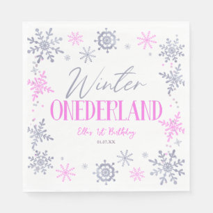 Winter ONEderland Snowflake 1st Birthday Party Napkin