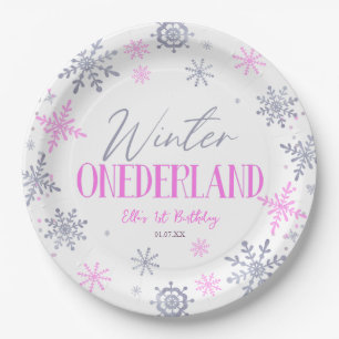 Winter ONEderland Snowflake 1st Birthday Party Paper Plate