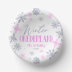 Winter ONEderland Snowflake 1st Birthday Party Paper Plate