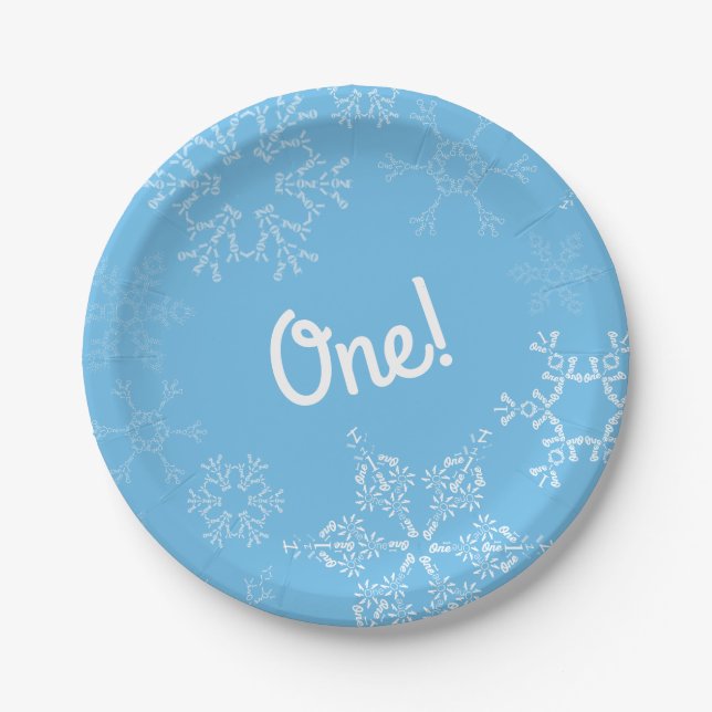 Winter Onederland Snowflake 1st Birthday Party Paper Plate (Front)