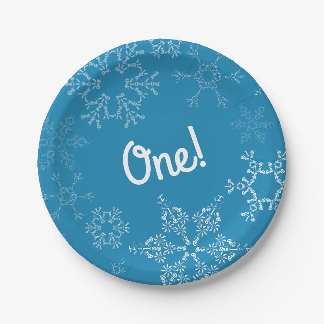 Winter Onederland Snowflake 1st Birthday Party Paper Plate (Front)