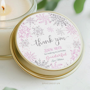 Winter ONEderland Snowflake birthday Classic Round Sticker