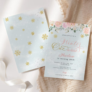 Winter Onederland Snowflake Birthday Invitation