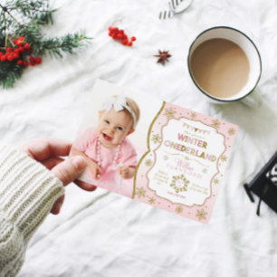 Winter Onederland Snowflake Birthday Invitation