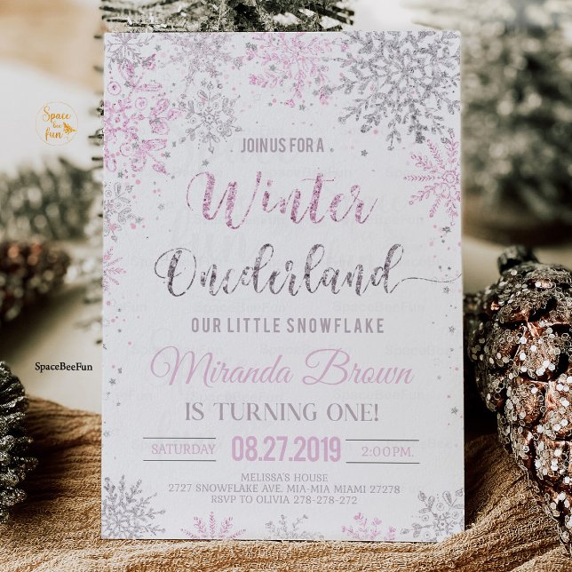 Winter ONEderland  Snowflake birthday party Invitation (Winter ONEderland, snowflake birthday party invitation, first birthday winter theme, snowflake decor)