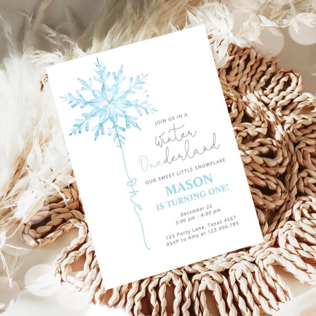 Winter ONEderland Snowflake Boy First Birthday Invitation (Creator Uploaded)