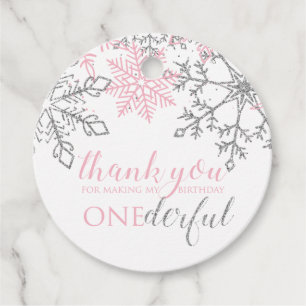 Winter Onederland snowflake favour tags