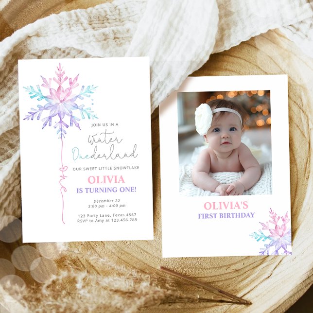 Winter ONEderland Snowflake Girl First Birthday Invitation (Creator Uploaded)
