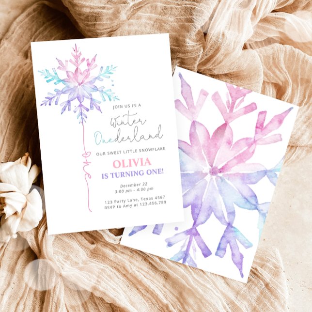 Winter ONEderland Snowflake Girl First Birthday Invitation (Creator Uploaded)