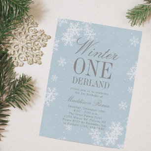 Winter Onederland Snowflake Holiday 1st Birthday Invitation