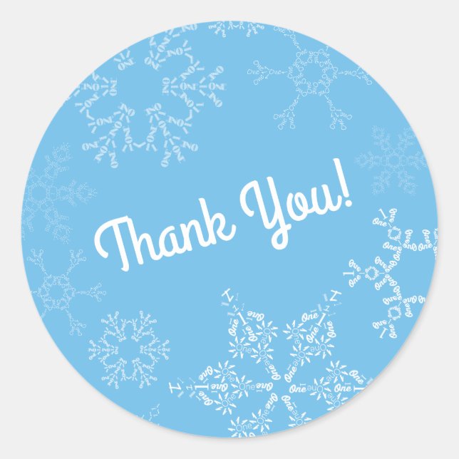 Winter Onederland Snowflake Kid 1st Birthday Party Classic Round Sticker (Front)