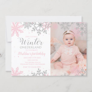 Winter ONEderland Snowflake Photo Invite