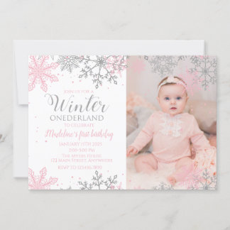 Winter ONEderland Snowflake Photo Invite