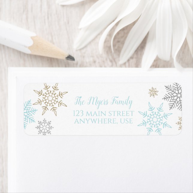 Winter Onederland snowflake return address label (Insitu)