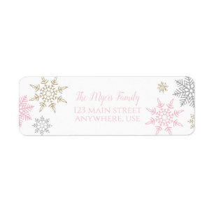Winter Onederland snowflake return address label