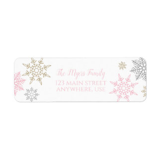 Winter Onederland snowflake return address label