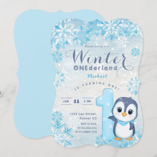 Winter Onederland Snowflakes Blue Boy 1st Birthday