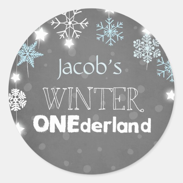 Winter onederland Snowflakes Envelope seal blue (Front)