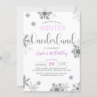 Winter Onederland Snowflakes First 1st Birthday Invitation