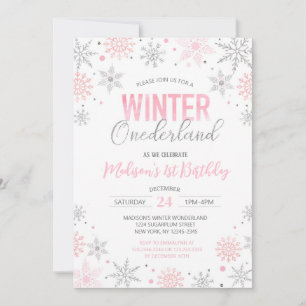 Winter Onederland Snowflakes First 1st Birthday Invitation